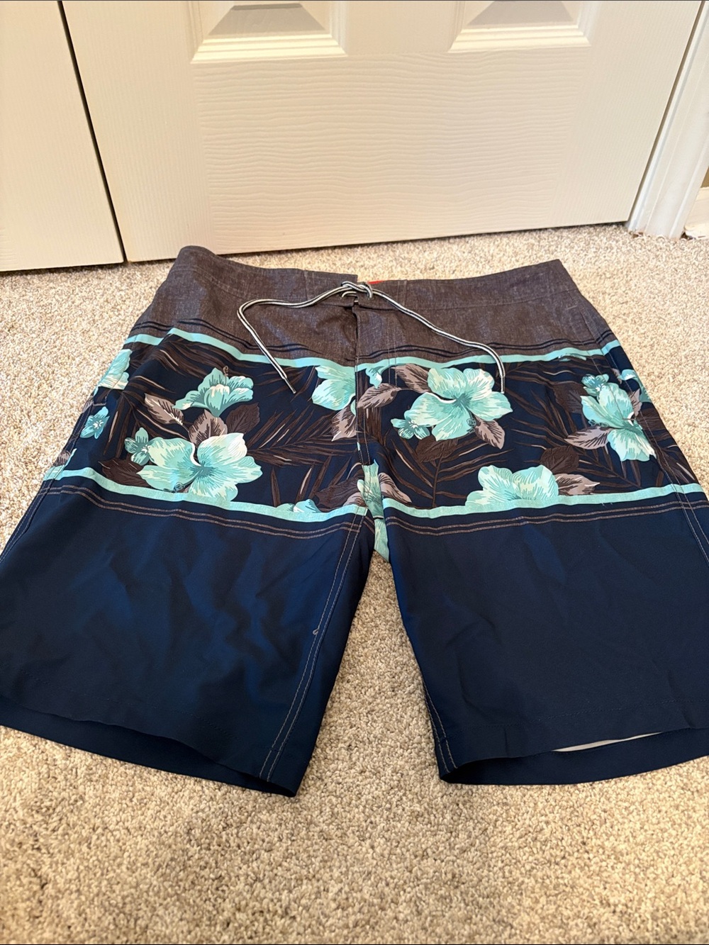 Men's Navy Floral Swim Trunks - Blue Floral